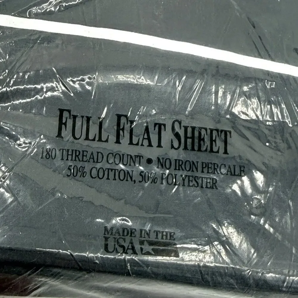 Jubilee FULL Flat Sheet 180 Thread Count BLACK Soft Percale Made in USA NIP